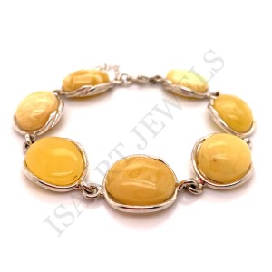 Silver bracelet with milky Amber