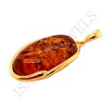 wisiorek owalny z bursztynem