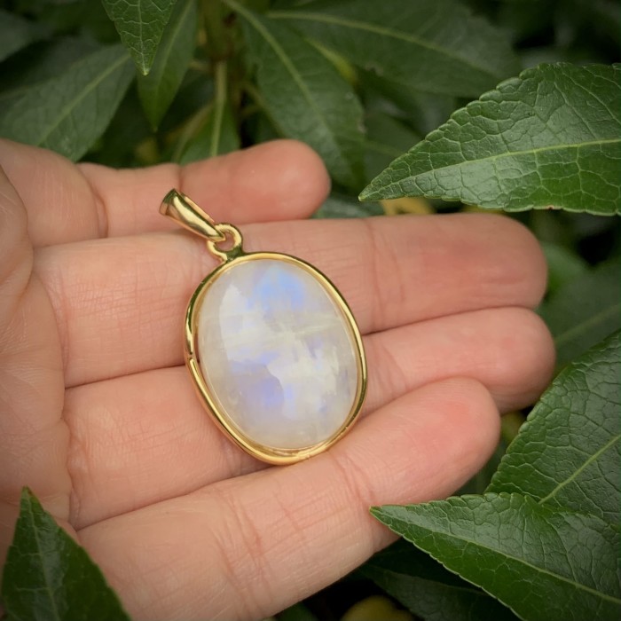 Wisiorek Pozłacany z Kamieniem Moonstone