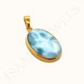 Owalny Larimar w wisiorku