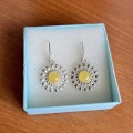 Kolczyki Słońce z Bursztynem Bałtyckim