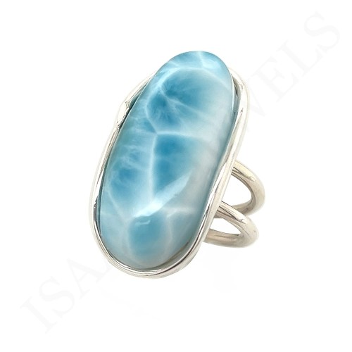 Pierścionek z Kamieniem Naturalnym Larimar