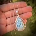 Unikalny Larimar Wisiorek Srebrny