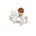 Srebrny Pierścionek z Bursztynem