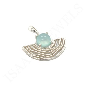 Wisiorek z Kamieniem Aqua Chalcedon Srebro 925 Azteckie Słońce