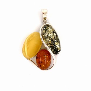 Silver Pendant with Amber