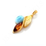 Wisiorek z Kamieniem Larimar i Bursztyn Bałtycki