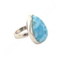 Naturalny Larimar Pierścionek Srebro 925