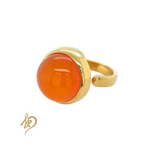 Pierścionek Pozłacany z Kamieniem Karneol