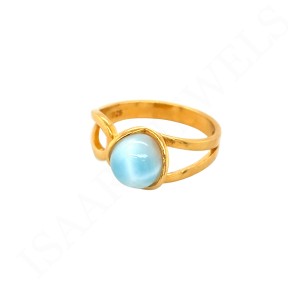 Mały Pierścionek z Larimarem Pozłacany