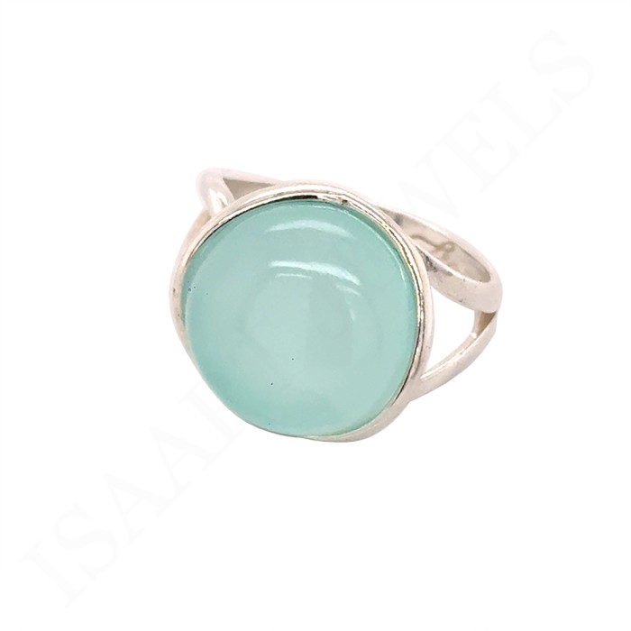 pierścionek srebrny z kamieniem aqua chalcedon
