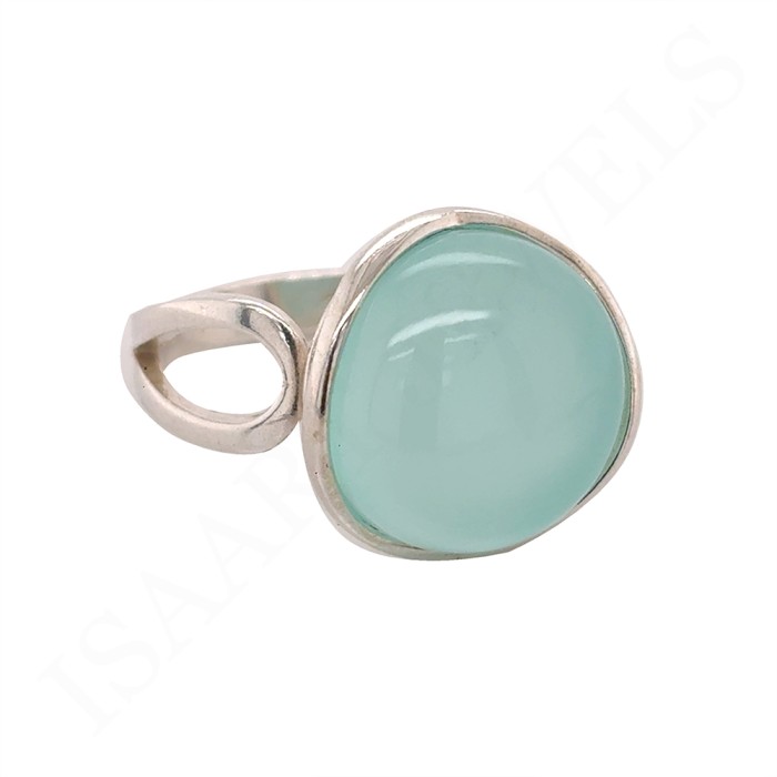 srebrny pierścionek z kamieniem aqua chalcedon