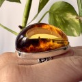 Naturalny Bursztyn Bałtycki Koniakowy Pierścionek Srebrny